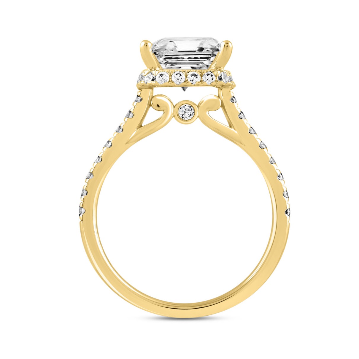 LADIES RING 3 1/2CT ROUND/PRINCESS DIAMOND 14K YELLOW GOLD (CENTER STONE PRINCESS DIAMOND 3CT )