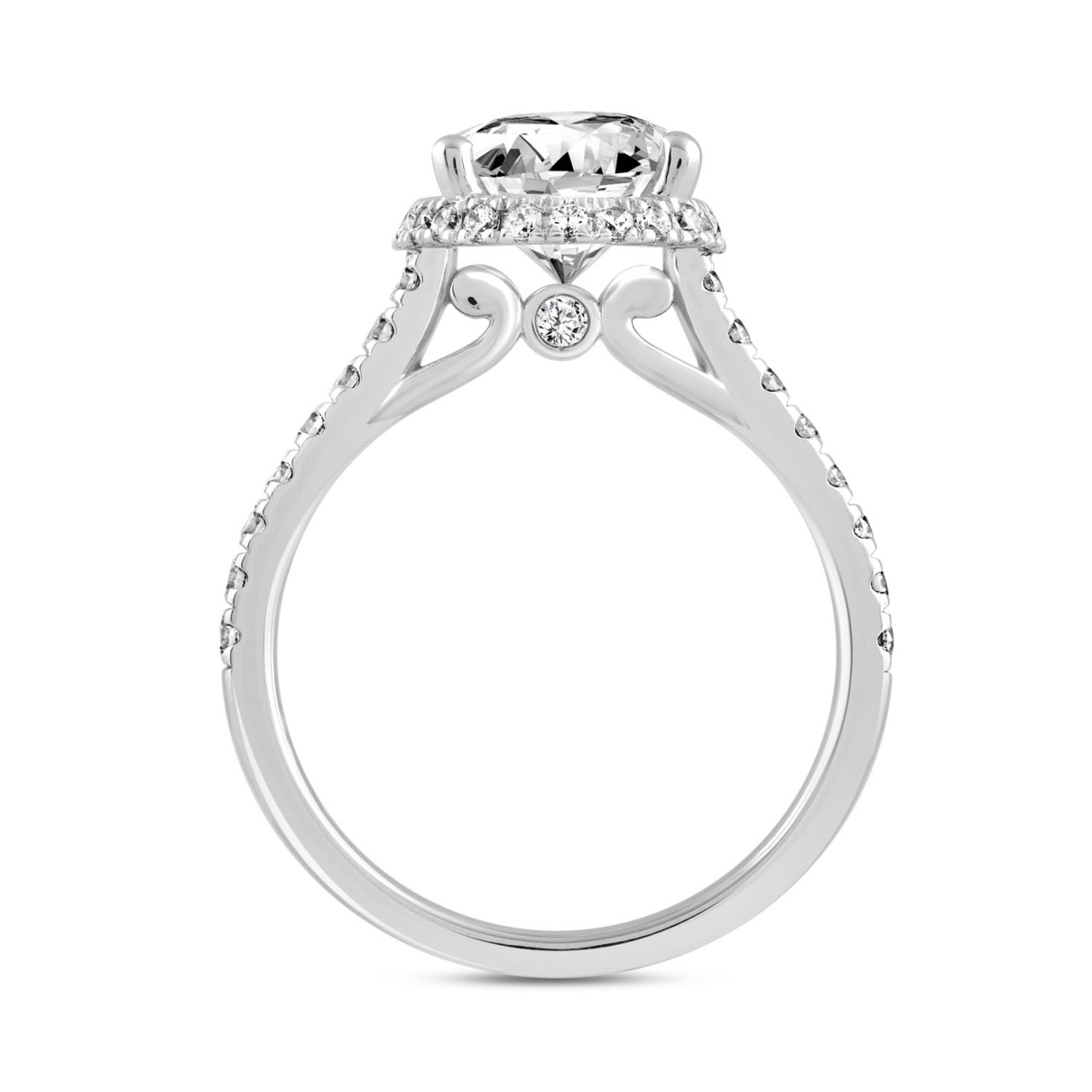 LADIES RING 2 1/2CT ROUND/PEAR DIAMOND 14K WHITE GOLD (CENTER STONE PEAR DIAMOND 2CT )