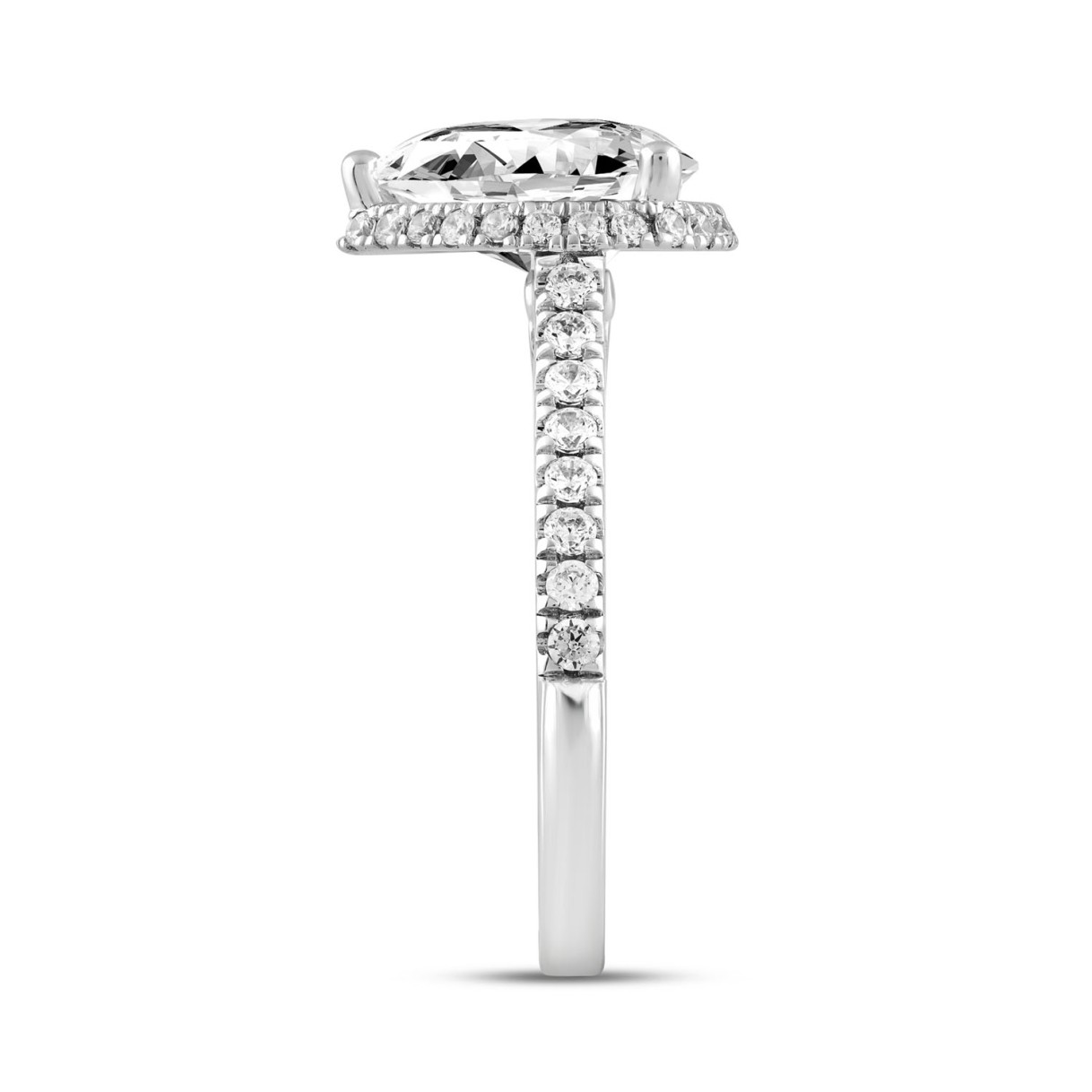 LADIES RING 2 1/2CT ROUND/PEAR DIAMOND 14K WHITE GOLD (CENTER STONE PEAR DIAMOND 2CT )