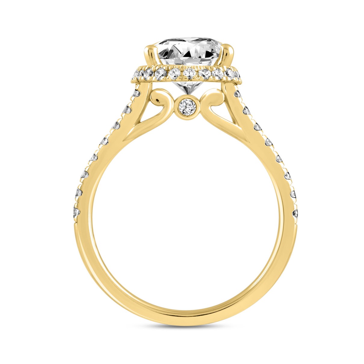 LADIES RING 2 1/2CT ROUND/PEAR DIAMOND 14K YELLOW GOLD (CENTER STONE PEAR DIAMOND 2CT )