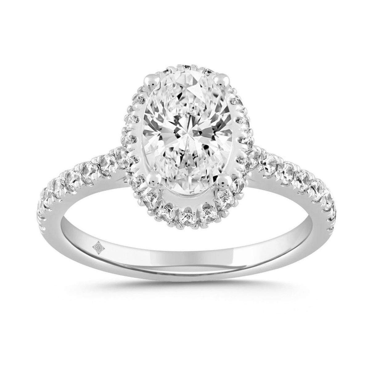 LADIES RING 2 1/2CT ROUND/OVAL DIAMOND 14K WHITE GOLD (CENTER STONE OVAL DIAMOND 2CT )