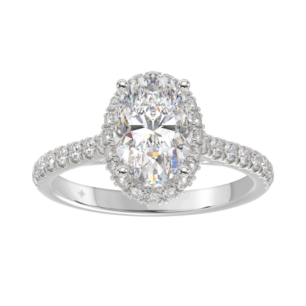 LADIES RING 2 1/2CT ROUND/OVAL DIAMOND 14K WHITE G...