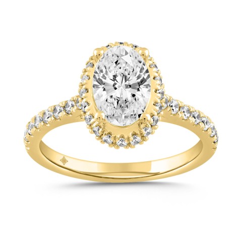 LADIES RING 2 1/2CT ROUND/OVAL DIAMOND 14K YELLOW GOLD (CENTER STONE OVAL DIAMOND 2CT )