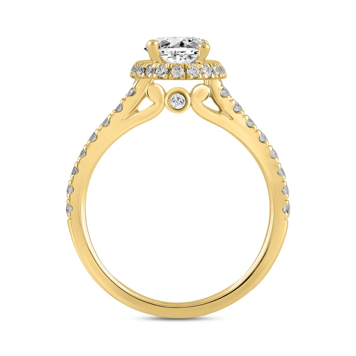 LADIES RING 2 1/2CT ROUND/OVAL DIAMOND 14K YELLOW GOLD (CENTER STONE OVAL DIAMOND 2CT )