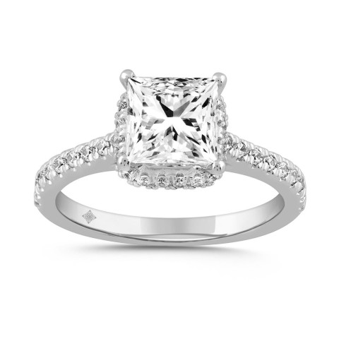 LADIES RING 2 1/2CT ROUND/PRINCESS DIAMOND 14K WHITE GOLD (CENTER STONE PRINCESS DIAMOND 2CT ) LADIES RING 2 1/2CT ROUND/PRINCESS DIAMOND 14K WHITE GOLD (CENTER STONE PRINCESS DIAMOND 2CT )