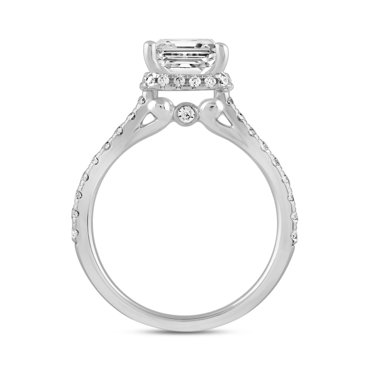 LADIES RING 2 1/2CT ROUND/PRINCESS DIAMOND 14K WHITE GOLD (CENTER STONE PRINCESS DIAMOND 2CT )