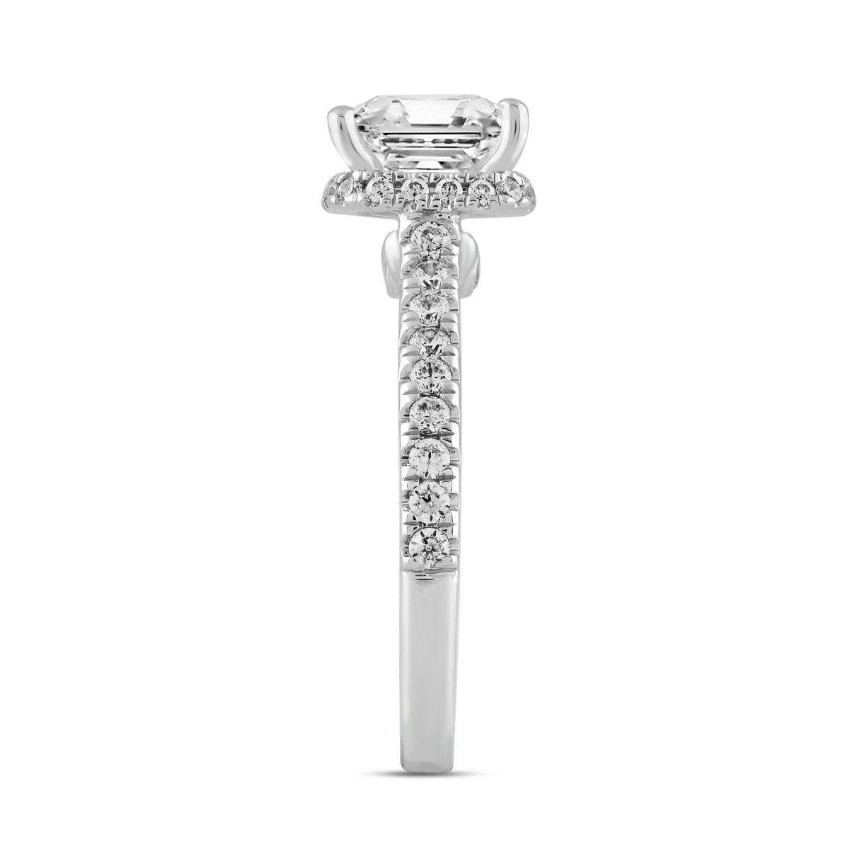 LADIES RING 2 1/2CT ROUND/PRINCESS DIAMOND 14K WHITE GOLD (CENTER STONE PRINCESS DIAMOND 2CT )