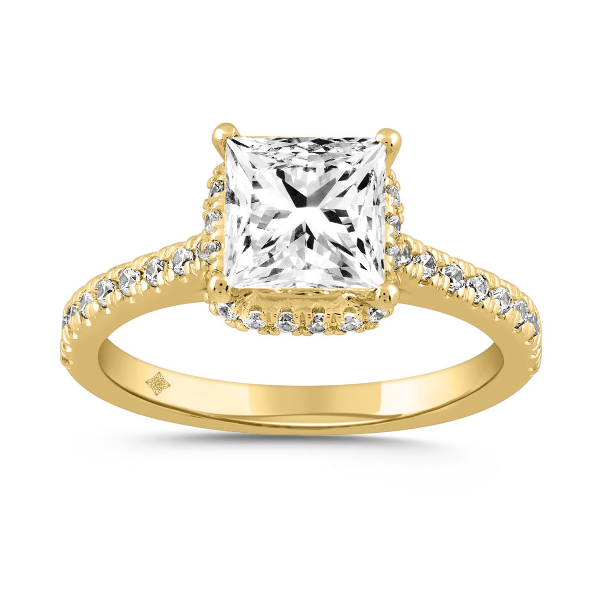 LADIES RING 2 1/2CT ROUND/PRINCESS DIAMOND 14K YELLOW GOLD (CENTER STONE PRINCESS DIAMOND 2CT )