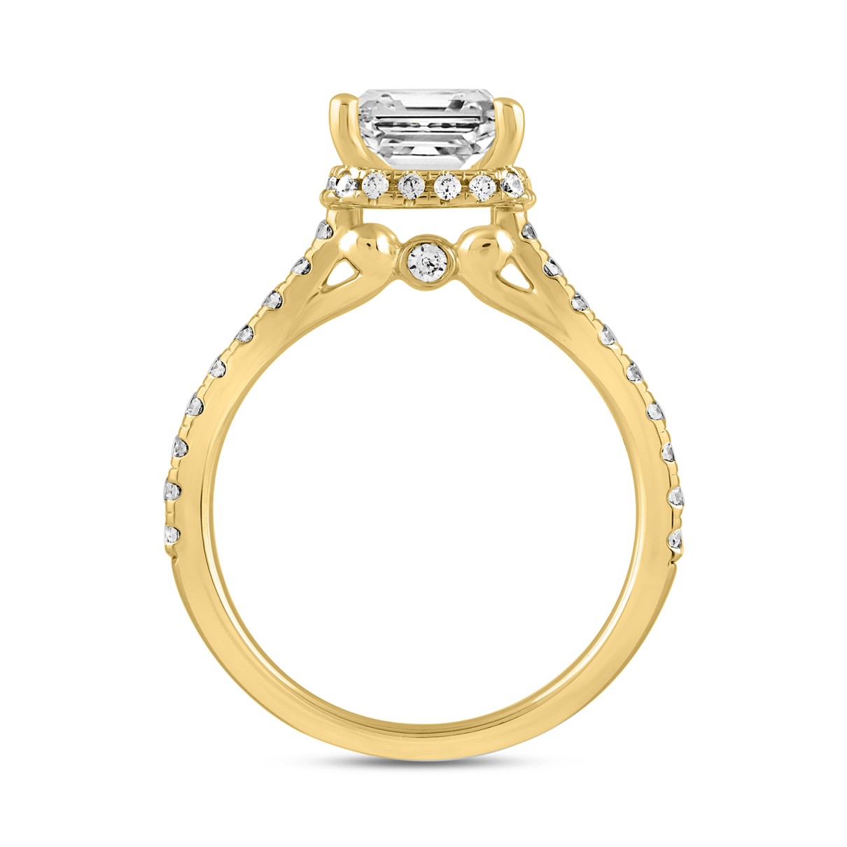 LADIES RING 2 1/2CT ROUND/PRINCESS DIAMOND 14K YELLOW GOLD (CENTER STONE PRINCESS DIAMOND 2CT )