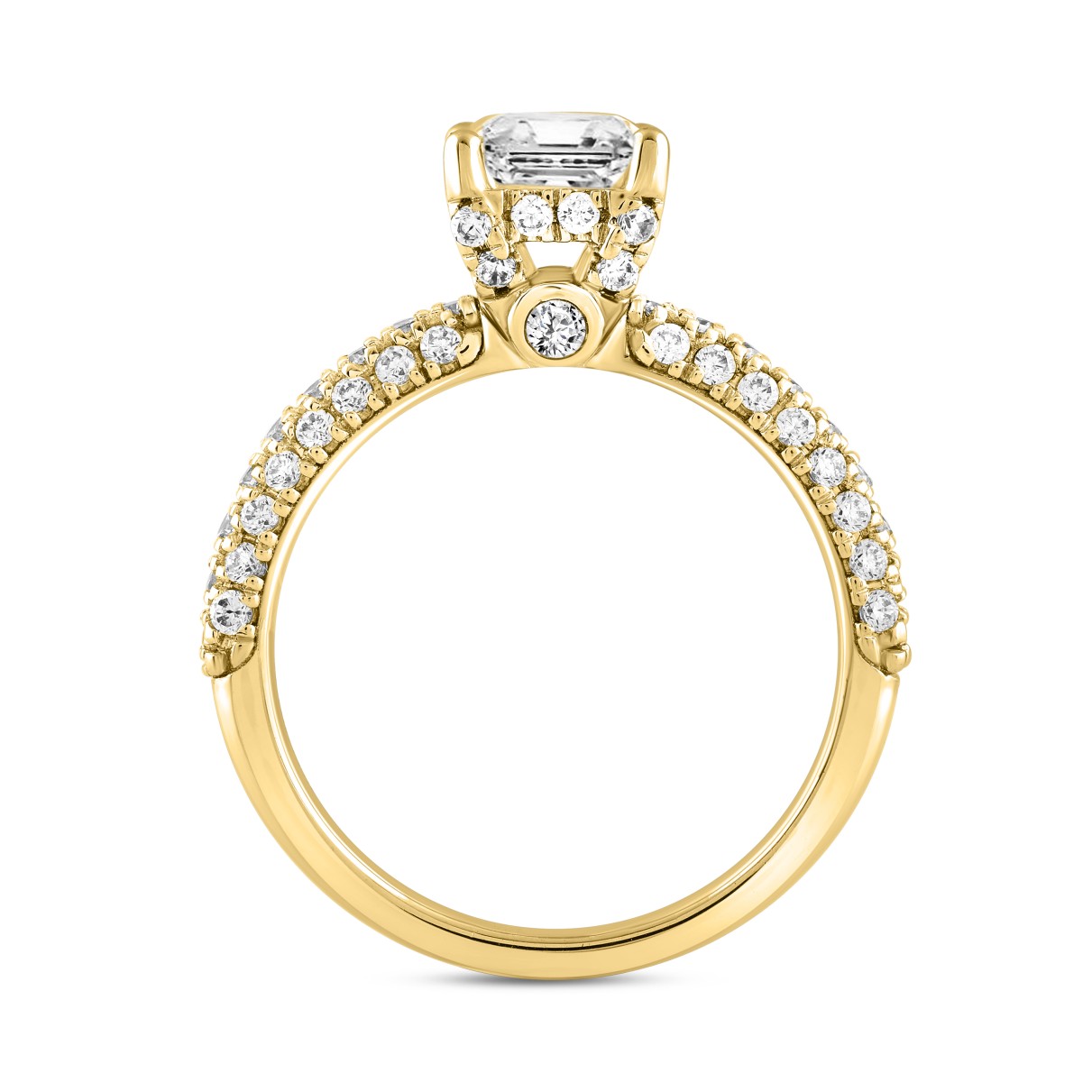 LADIES RING 2 3/4CT ROUND/EMERALD DIAMOND 14K YELLOW GOLD (CENTER STONE EMERALD DIAMOND 2CT )