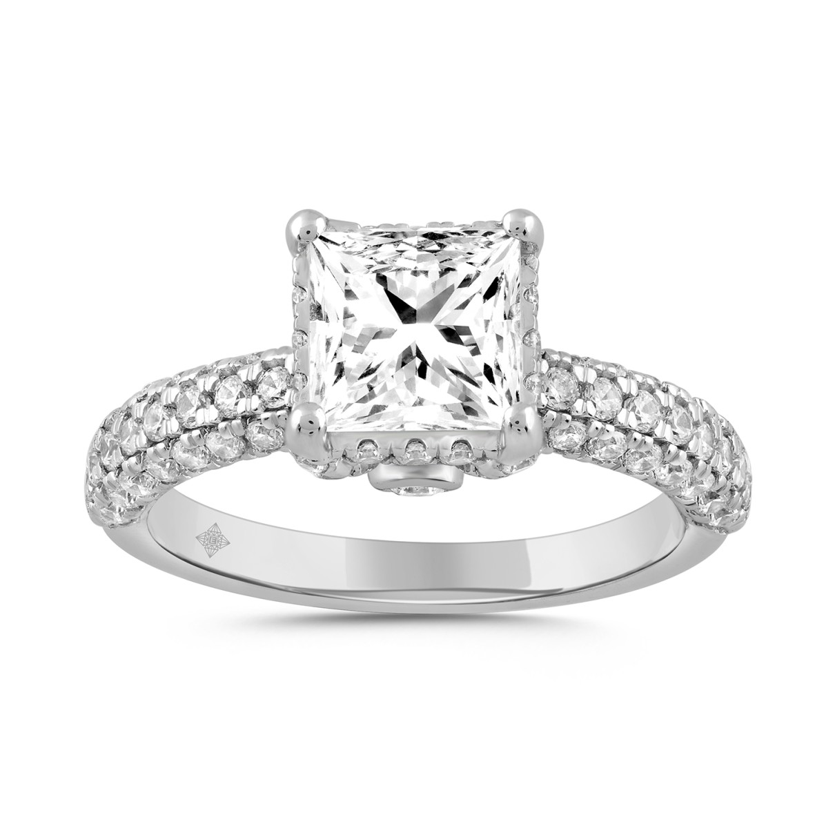 LADIES RING 2 3/4CT ROUND/PRINCESS DIAMOND 14K WHITE GOLD (CENTER STONE PRINCESS DIAMOND 2CT )