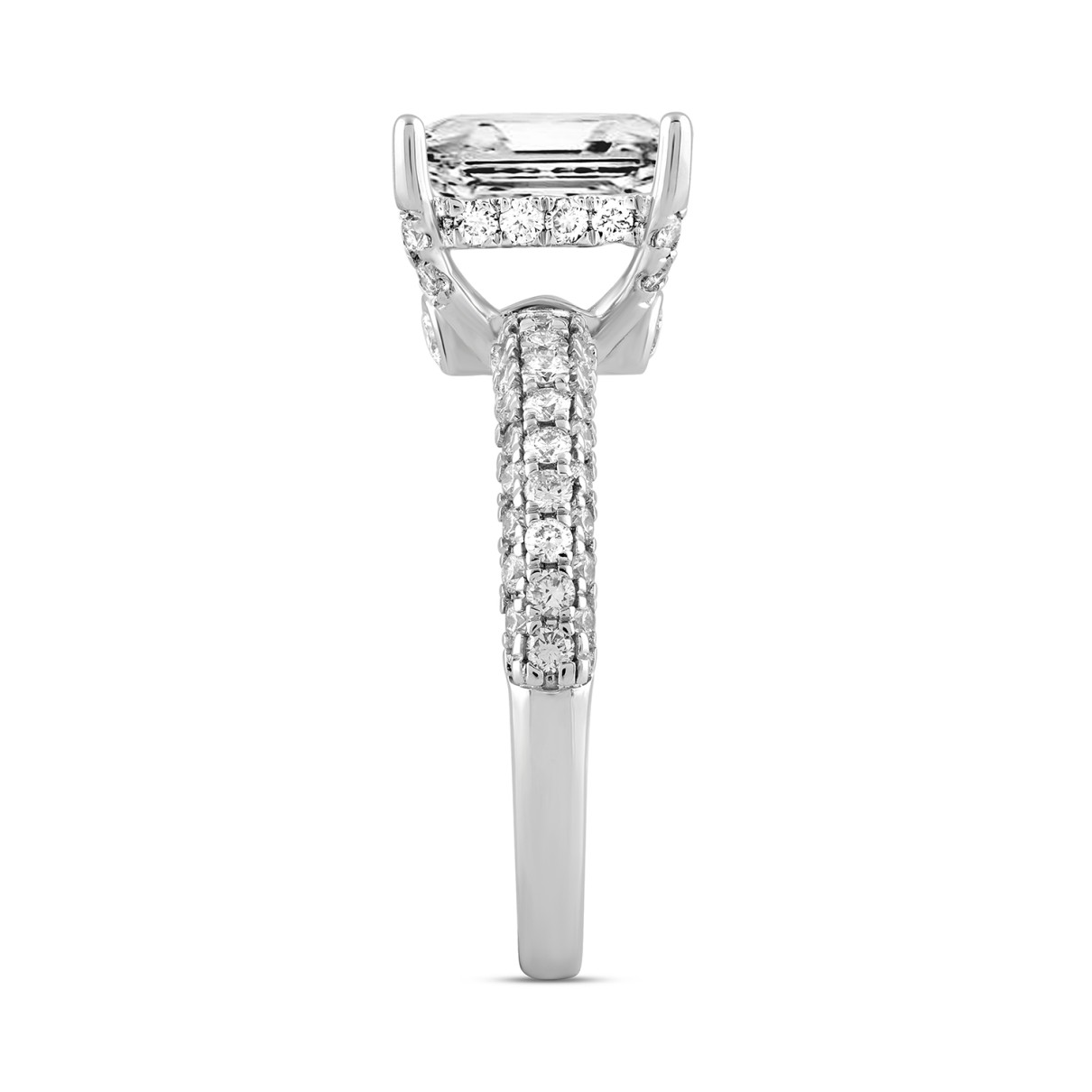 LADIES RING 2 3/4CT ROUND/PRINCESS DIAMOND 14K WHITE GOLD (CENTER STONE PRINCESS DIAMOND 2CT )