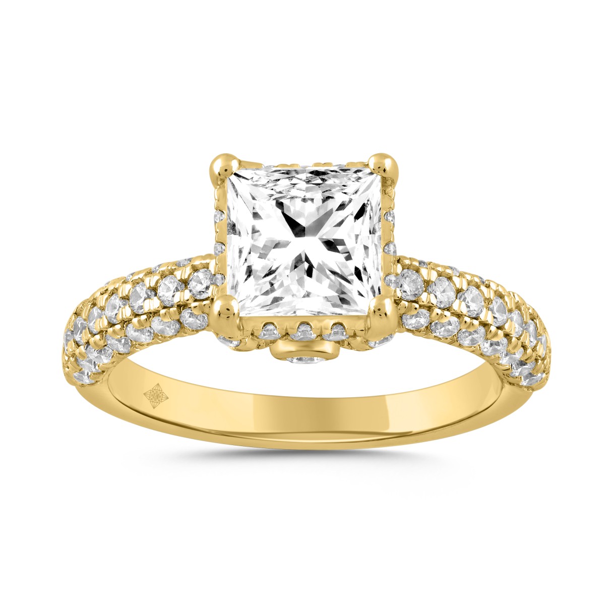 LADIES RING 2 3/4CT ROUND/PRINCESS DIAMOND 14K YEL...