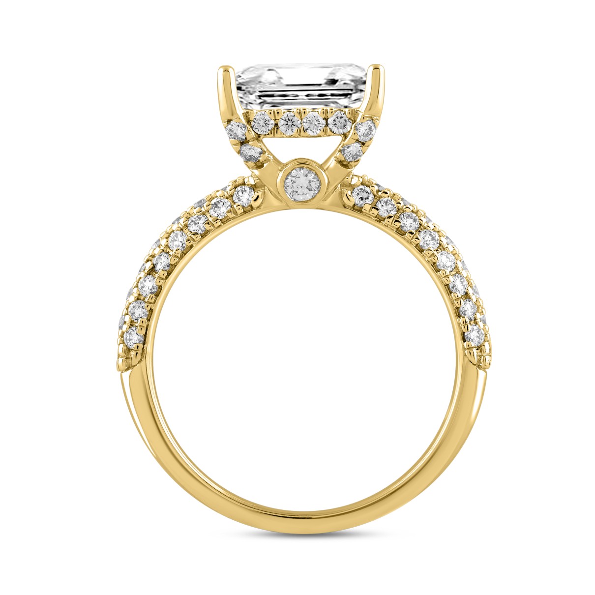 LADIES RING 2 3/4CT ROUND/PRINCESS DIAMOND 14K YELLOW GOLD (CENTER STONE PRINCESS DIAMOND 2CT )