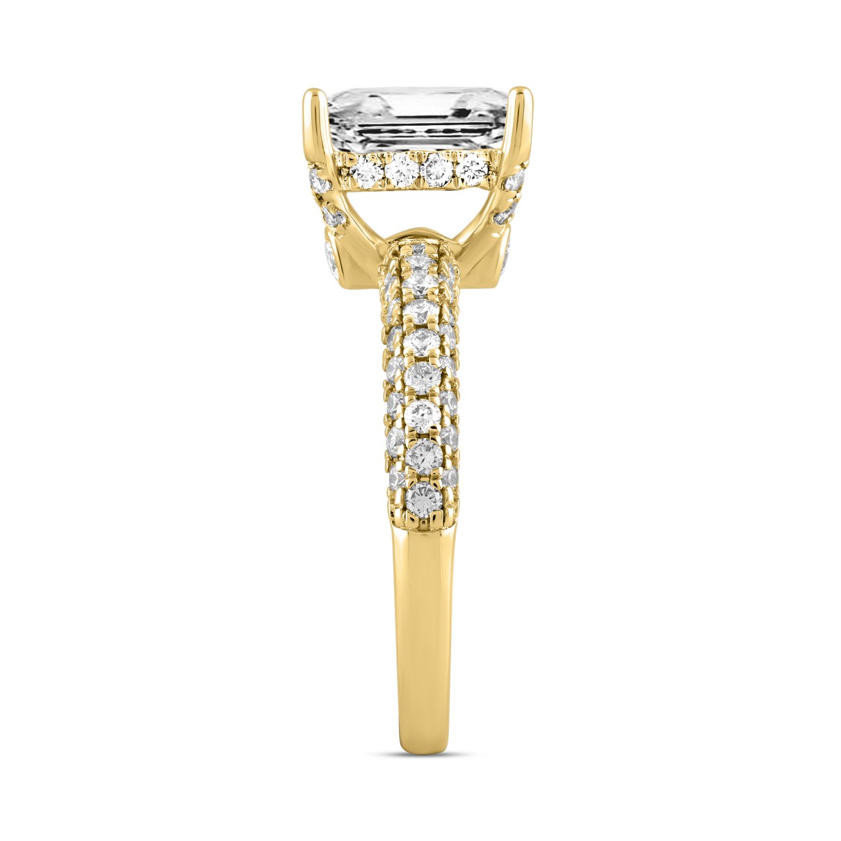 LADIES RING 2 3/4CT ROUND/PRINCESS DIAMOND 14K YELLOW GOLD (CENTER STONE PRINCESS DIAMOND 2CT )