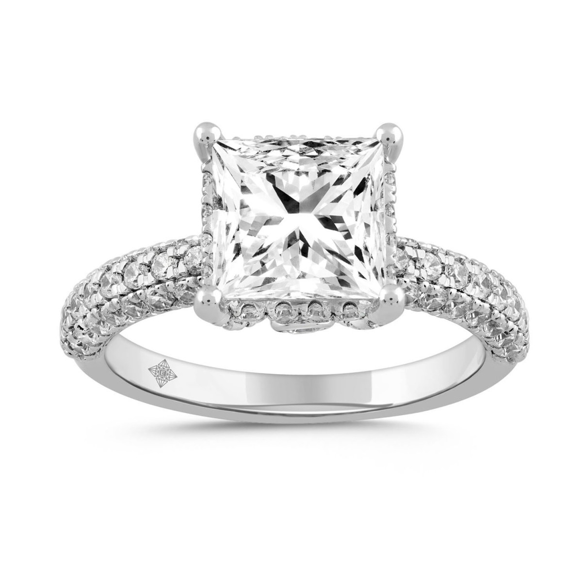 LADIES RING 3 3/4CT ROUND/PRINCESS DIAMOND 14K WHI...