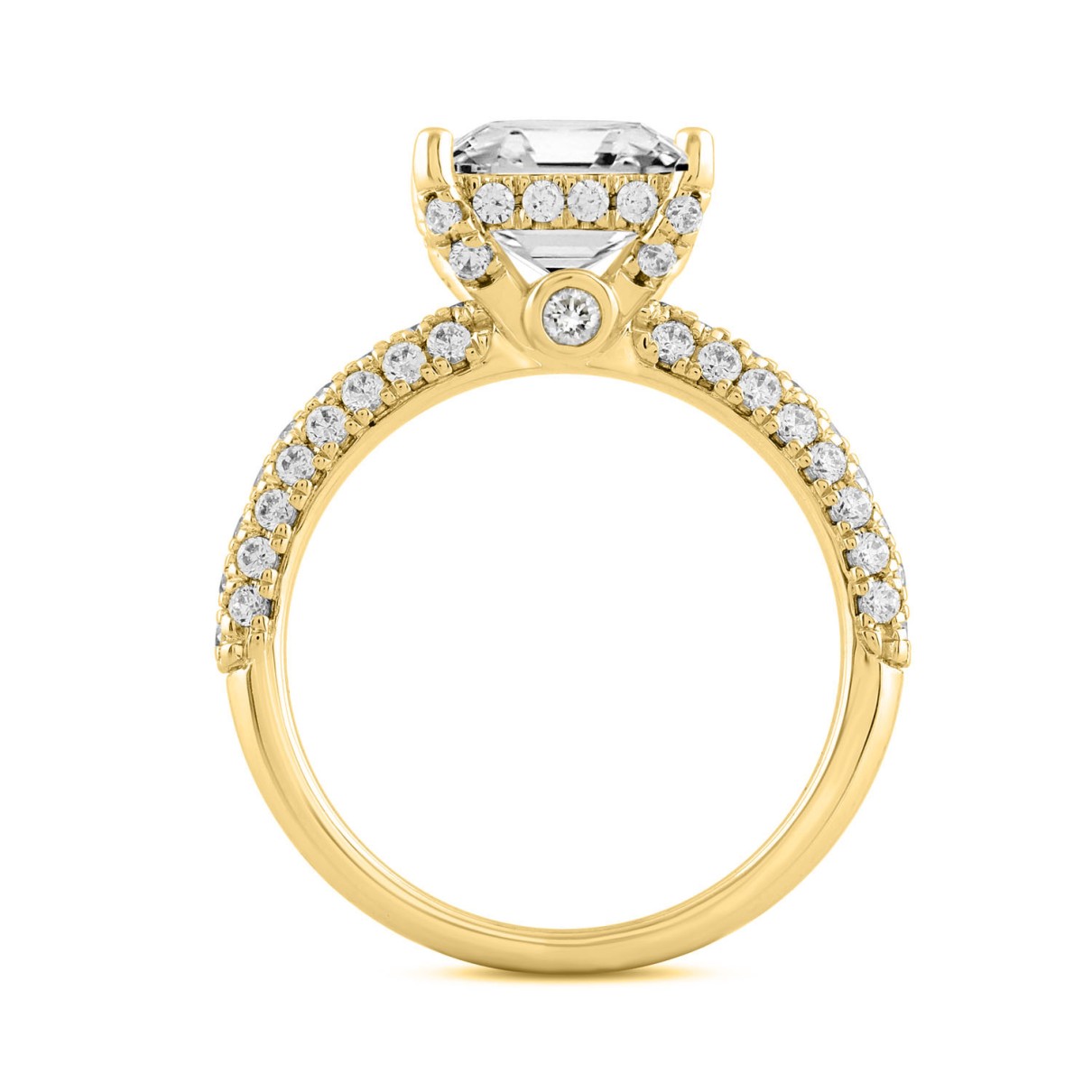 LADIES RING 3 3/4CT ROUND/PRINCESS DIAMOND 14K YELLOW GOLD (CENTER STONE PRINCESS DIAMOND 3CT )