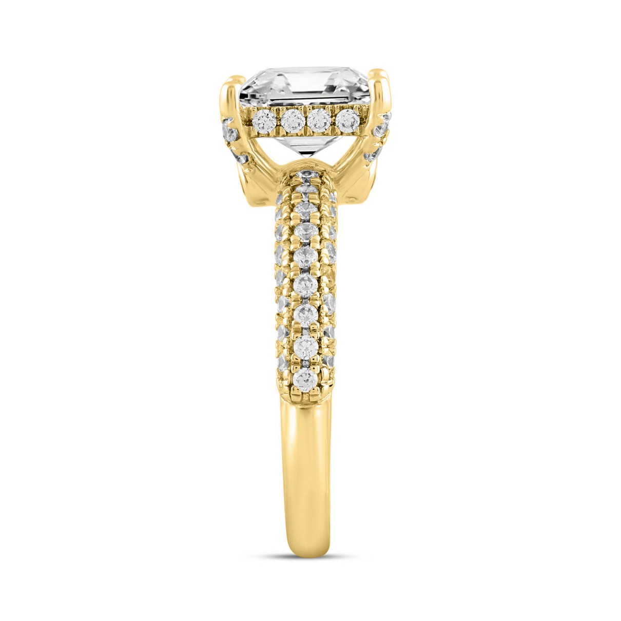 LADIES RING 3 3/4CT ROUND/PRINCESS DIAMOND 14K YELLOW GOLD (CENTER STONE PRINCESS DIAMOND 3CT )