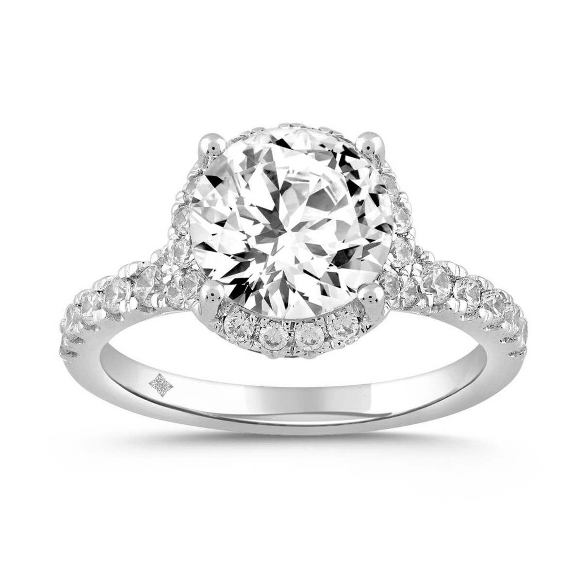 LADIES RING 3 3/4CT ROUND DIAMOND 14K WHITE GOLD (...