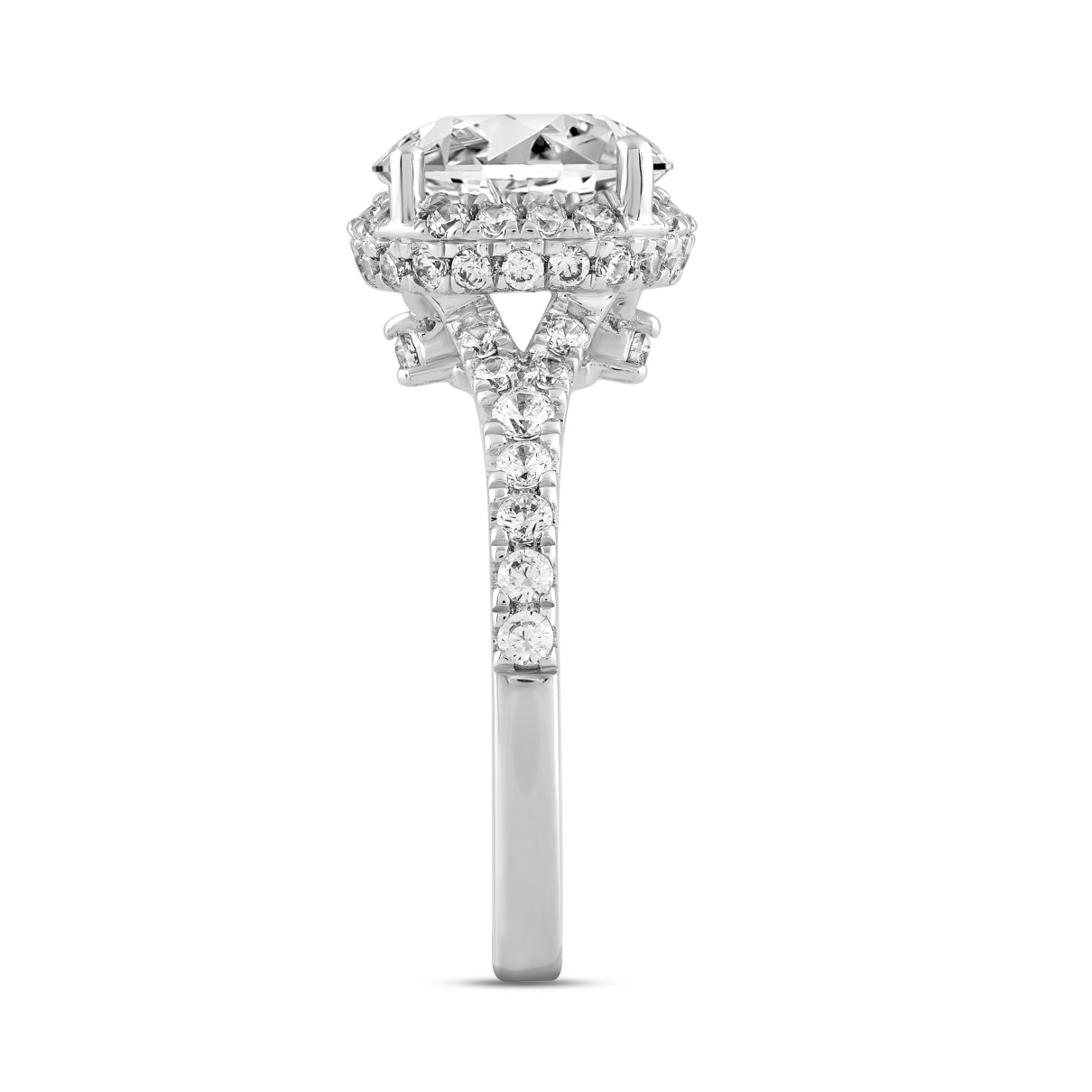 LADIES RING 3 3/4CT ROUND DIAMOND 14K WHITE GOLD (CENTER STONE ROUND DIAMOND 3CT )