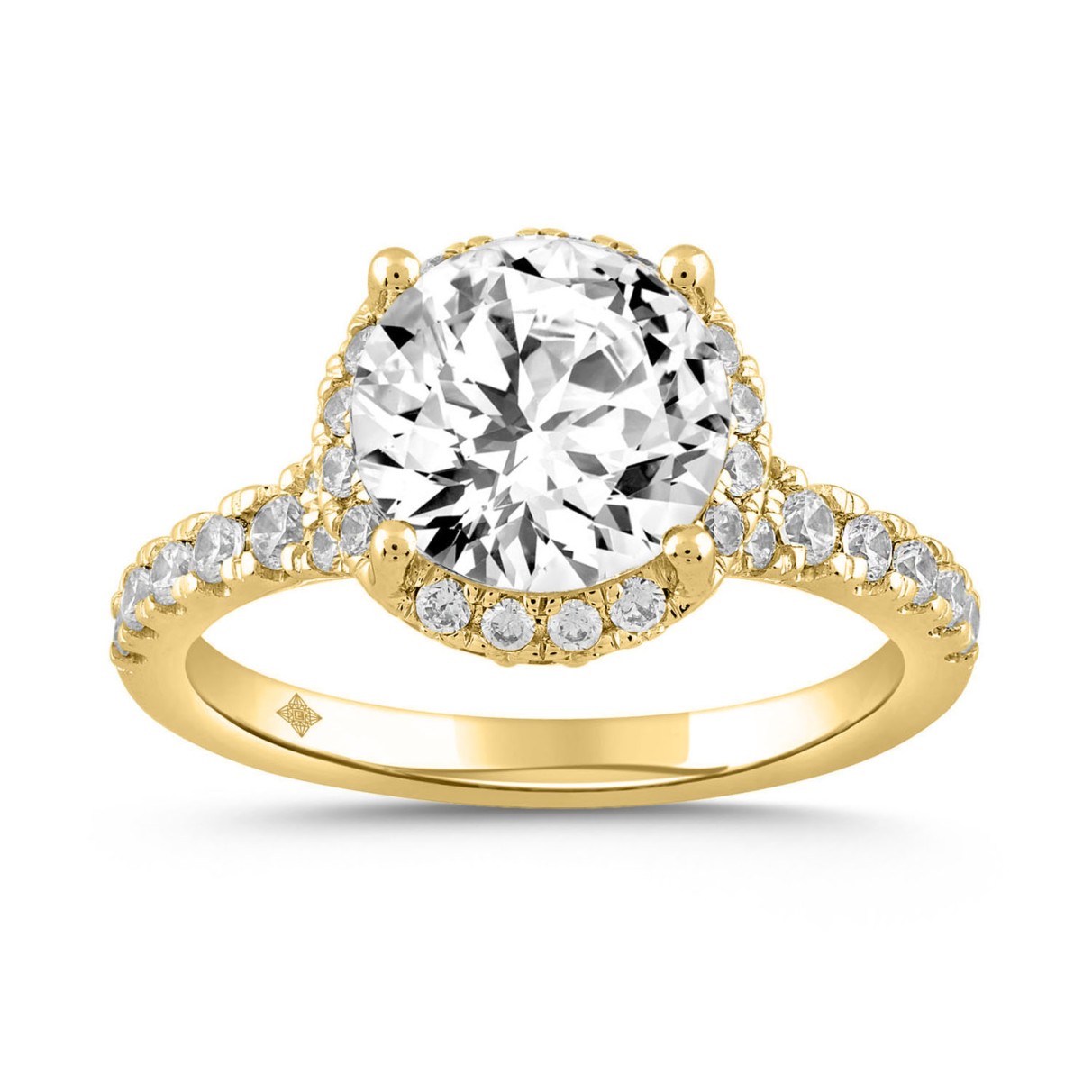 LADIES RING 3 3/4CT ROUND DIAMOND 14K YELLOW GOLD ...