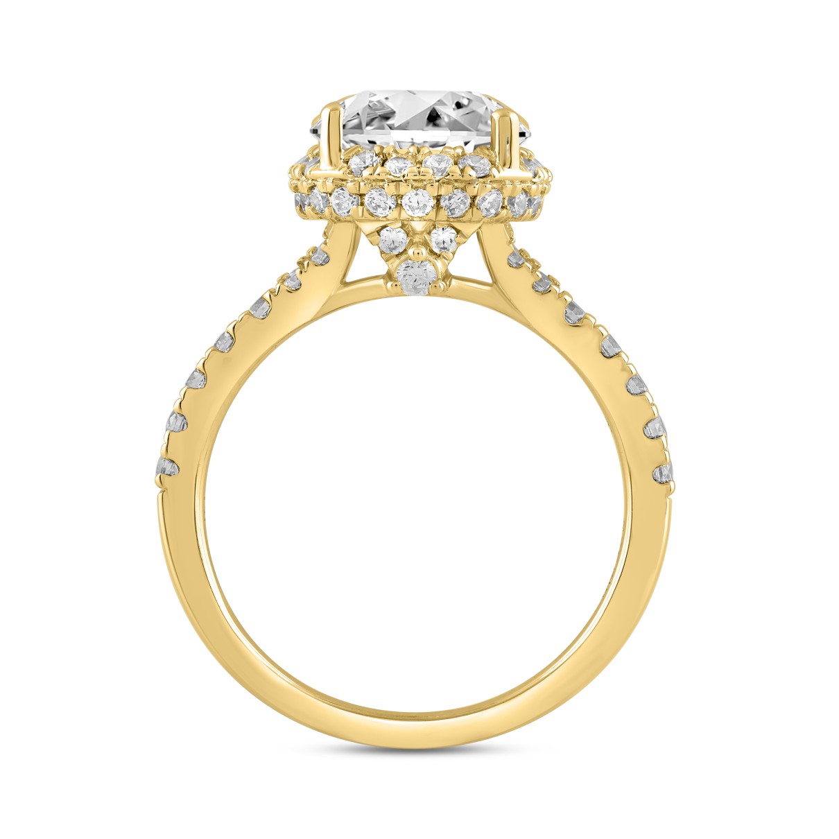 LADIES RING 3 3/4CT ROUND DIAMOND 14K YELLOW GOLD (CENTER STONE ROUND DIAMOND 3CT )