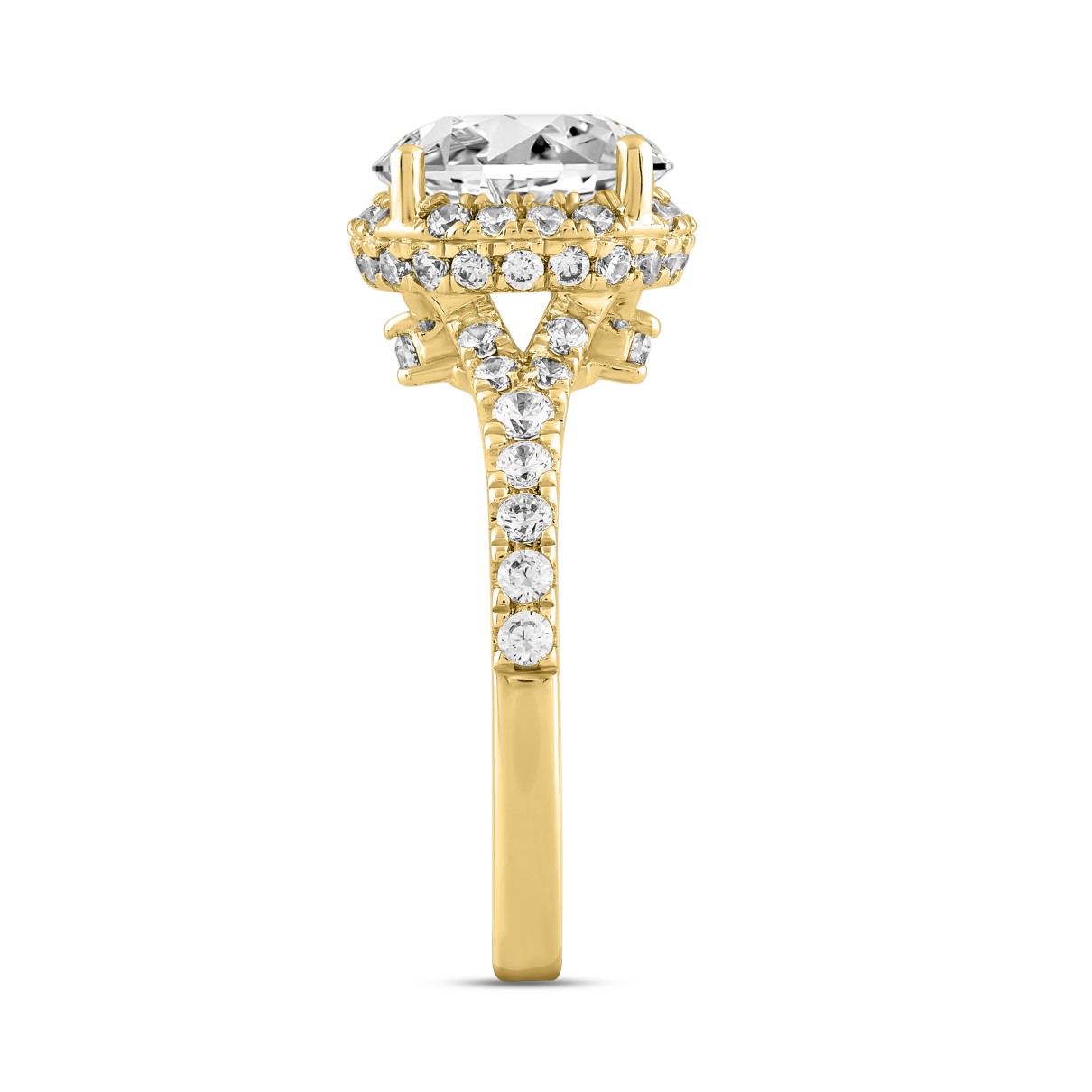 LADIES RING 3 3/4CT ROUND DIAMOND 14K YELLOW GOLD (CENTER STONE ROUND DIAMOND 3CT )