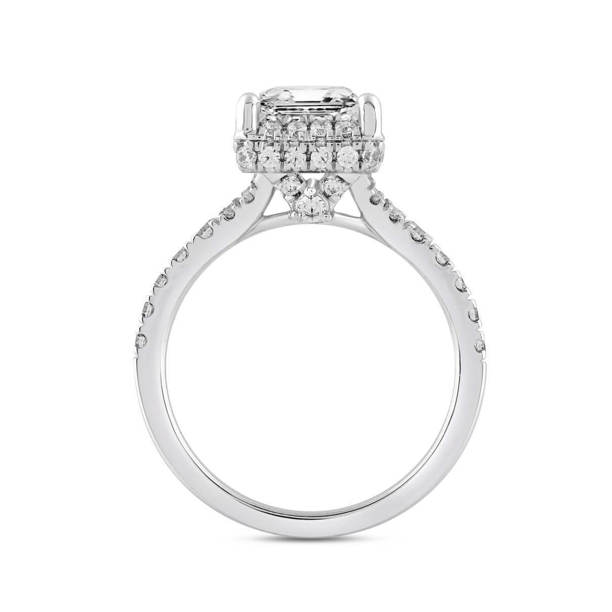 LADIES RING 2 3/4CT ROUND/PRINCESS DIAMOND 14K WHITE GOLD (CENTER STONE PRINCESS DIAMOND 2CT )