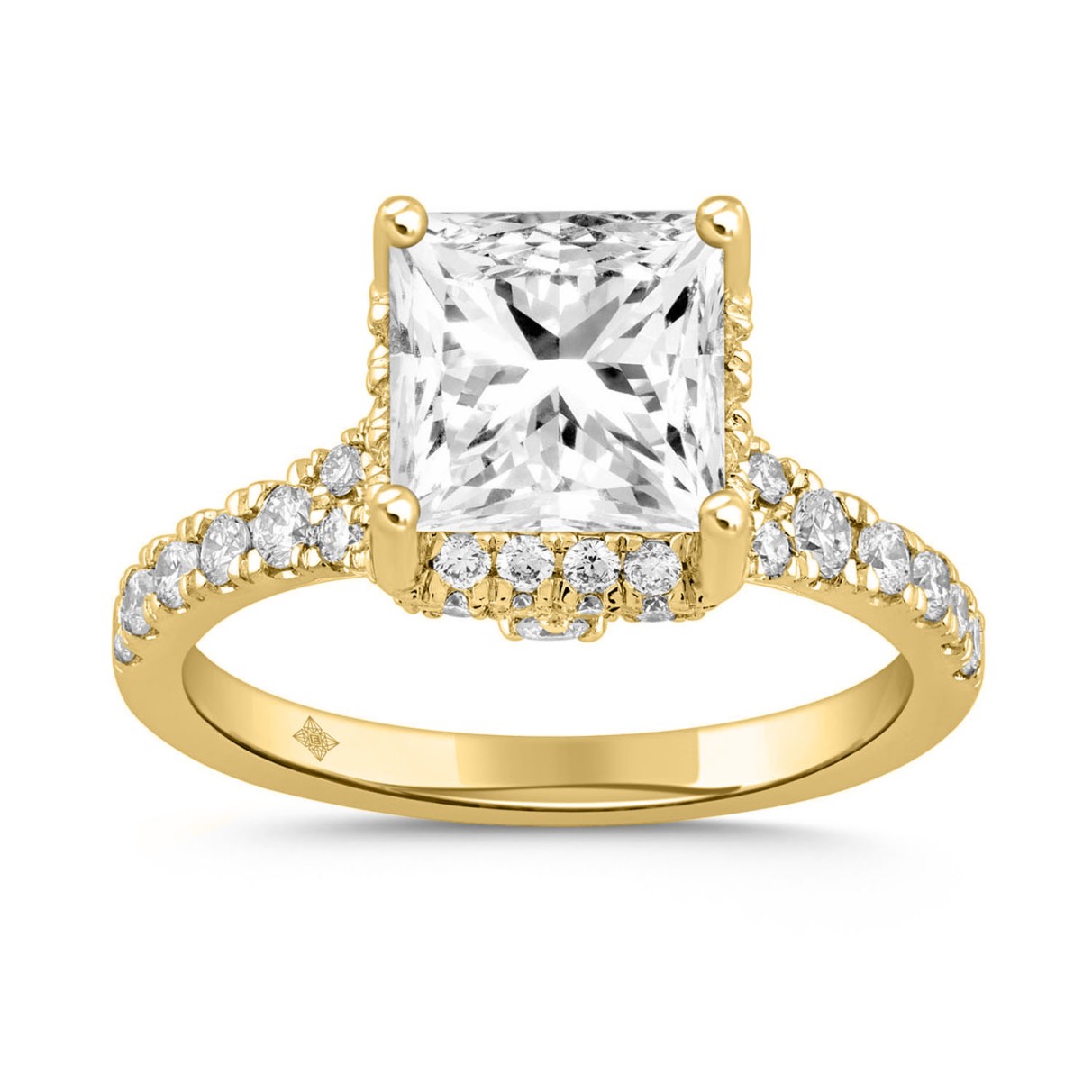 LADIES RING 2 3/4CT ROUND/PRINCESS DIAMOND 14K YEL...