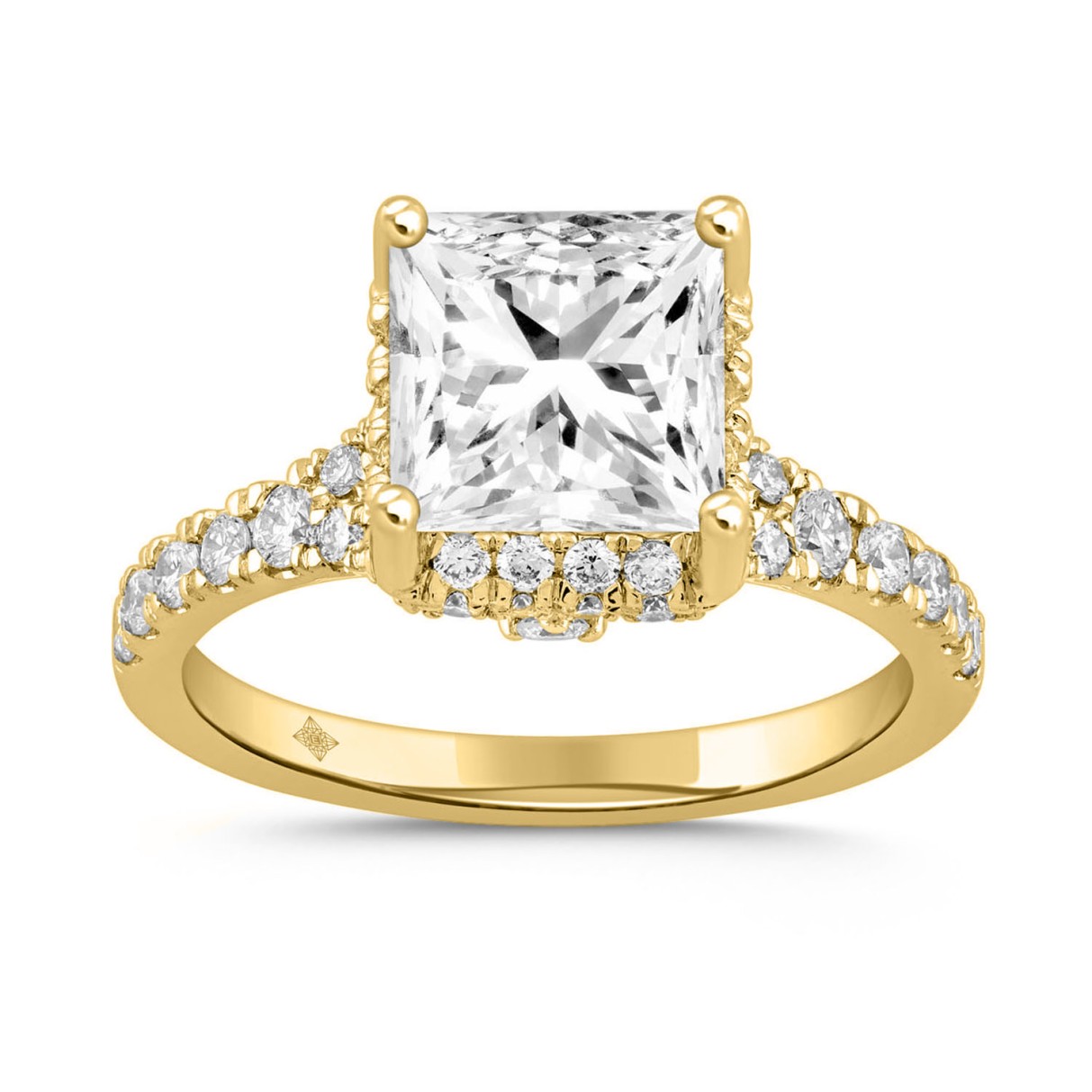 LADIES RING 2 3/4CT ROUND/PRINCESS DIAMOND 14K YELLOW GOLD (CENTER STONE PRINCESS DIAMOND 2CT )