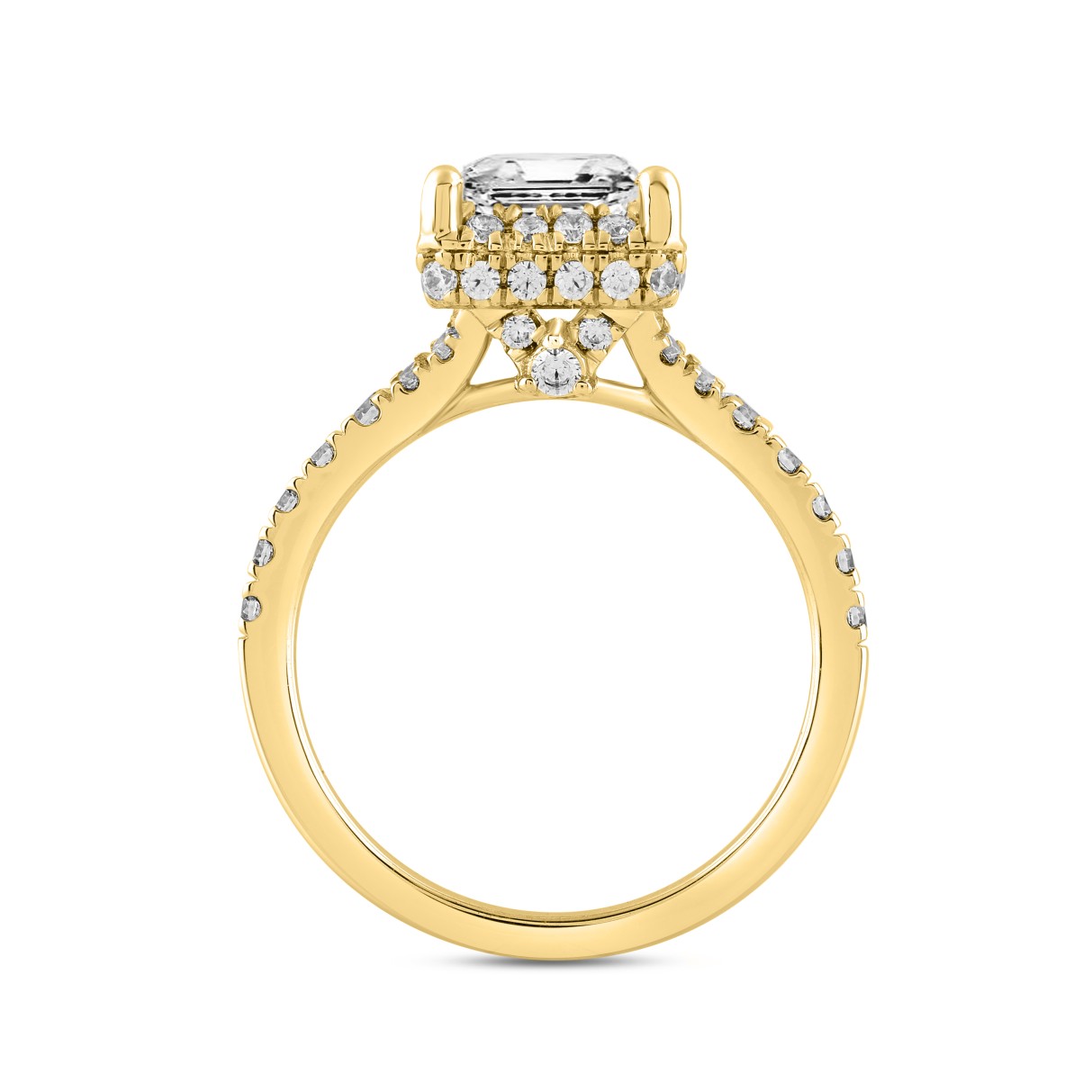 LADIES RING 2 3/4CT ROUND/PRINCESS DIAMOND 14K YELLOW GOLD (CENTER STONE PRINCESS DIAMOND 2CT )