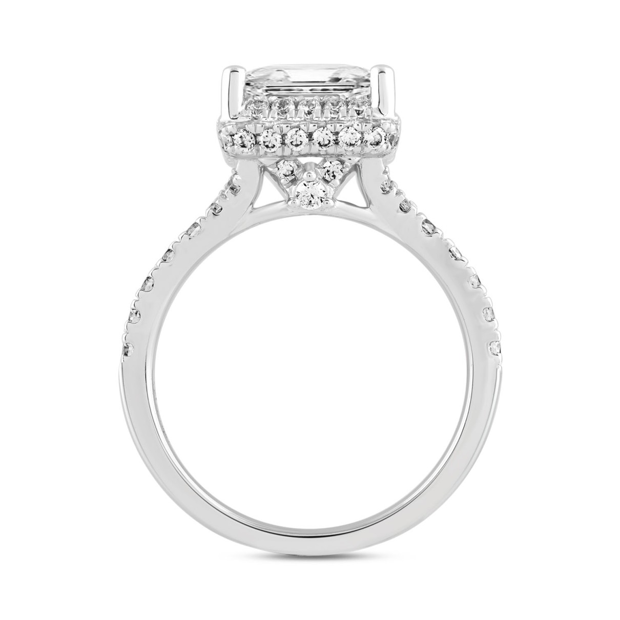 LADIES RING 3 3/4CT ROUND/PRINCESS DIAMOND 14K WHITE GOLD (CENTER STONE PRINCEESS DIAMOND 3CT )