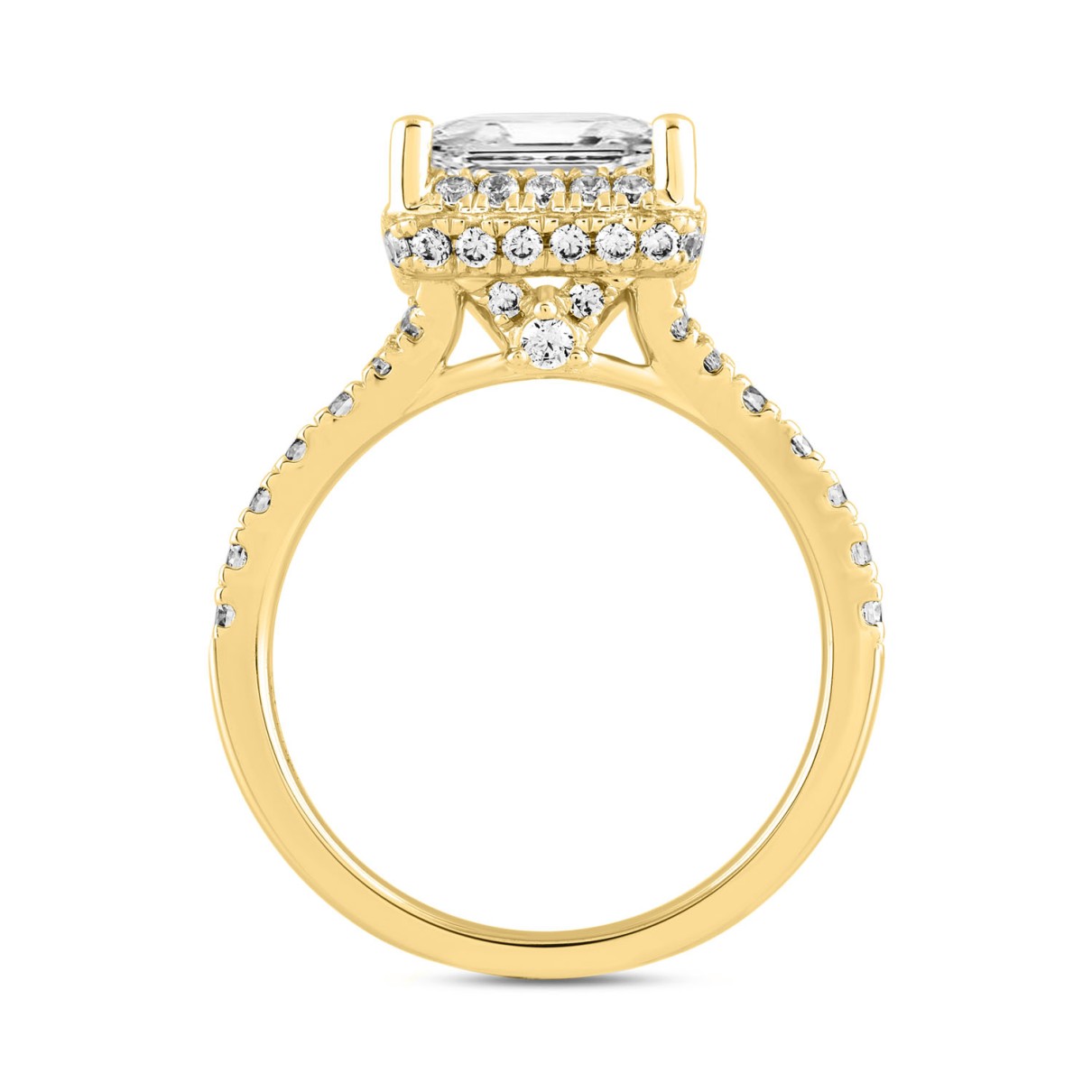 LADIES RING 3.75CT ROUND/PRINCESS DIAMOND 14K YELLOW GOLD (CENTER STONE PRINCESS DIAMOND 3.00CT)