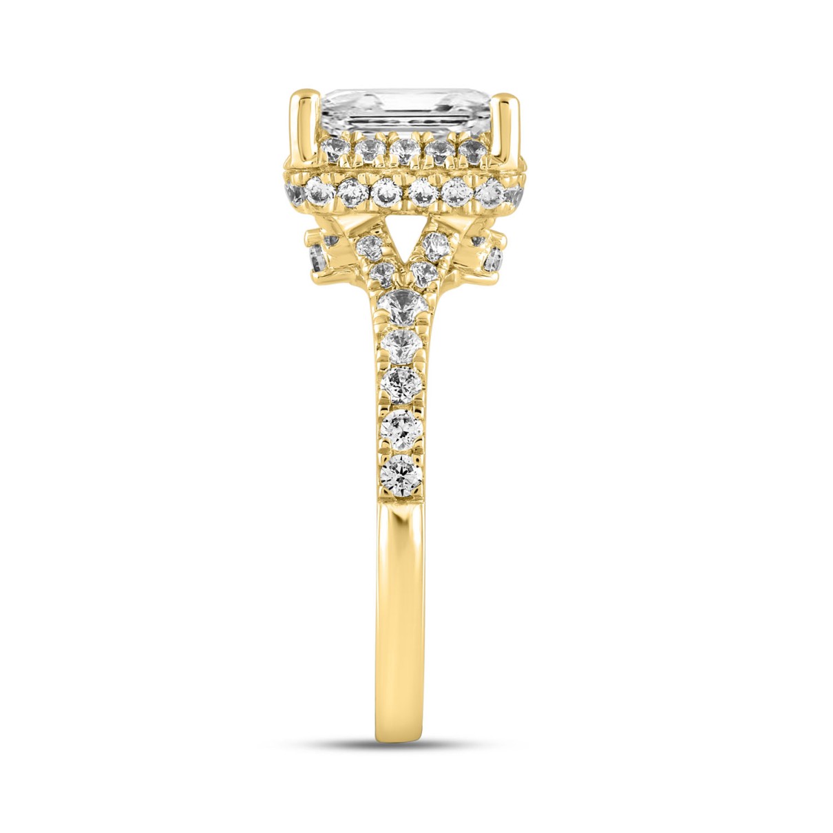 LADIES RING 3.75CT ROUND/PRINCESS DIAMOND 14K YELLOW GOLD (CENTER STONE PRINCESS DIAMOND 3.00CT)