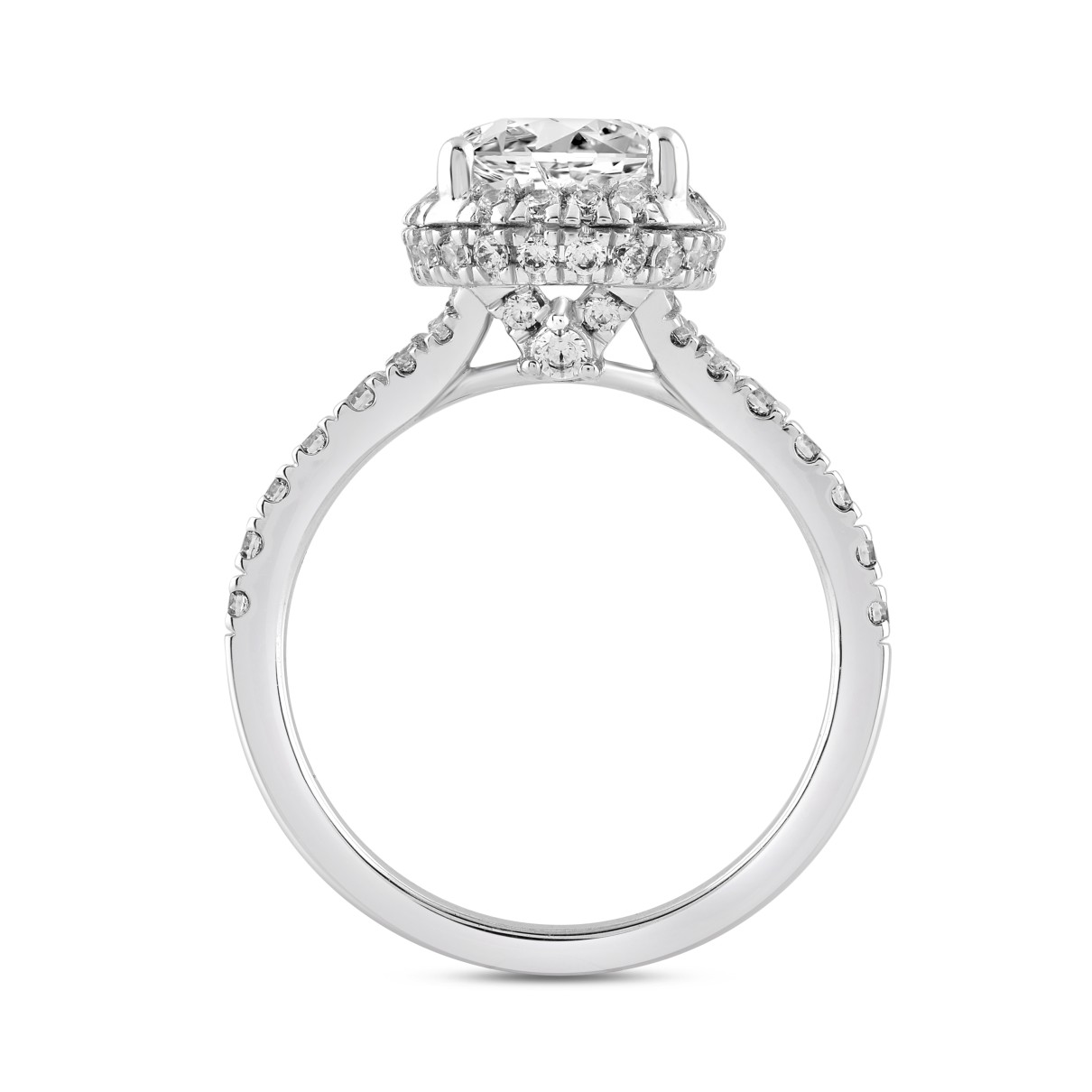 LADIES RING 2 3/4CT ROUND/PEAR DIAMOND 14K WHITE GOLD (CENTER STONE PEAR DIAMOND 2CT )