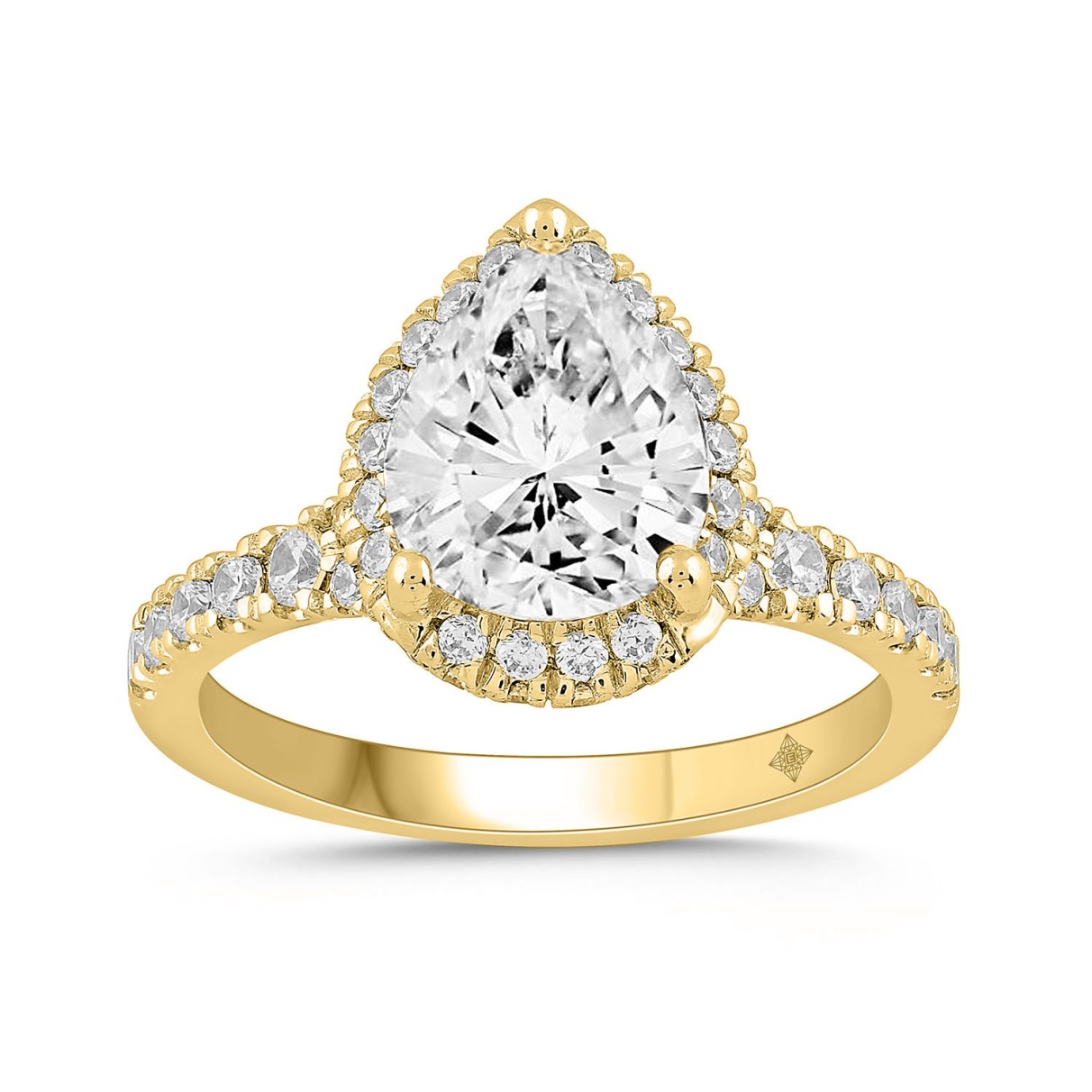 LADIES RING 2 3/4CT ROUND/PEAR DIAMOND 14K YELLOW ...