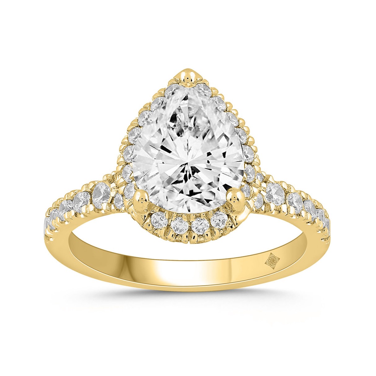 LADIES RING 2 3/4CT ROUND/PEAR DIAMOND 14K YELLOW ...