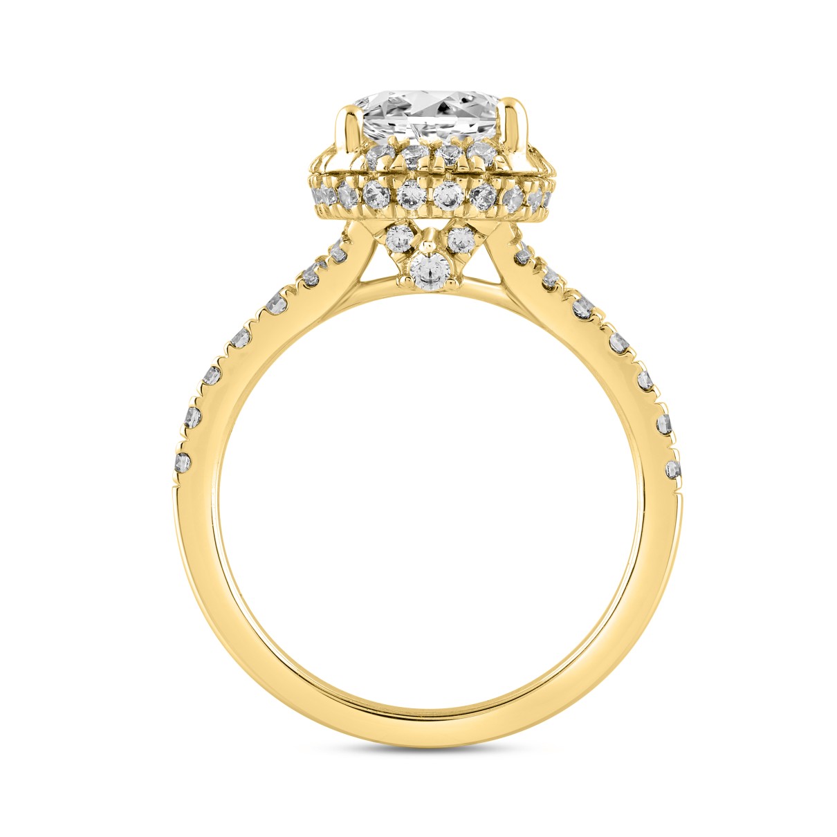 LADIES RING 2 3/4CT ROUND/PEAR DIAMOND 14K YELLOW GOLD (CENTER STONE PEAR DIAMOND 2CT )