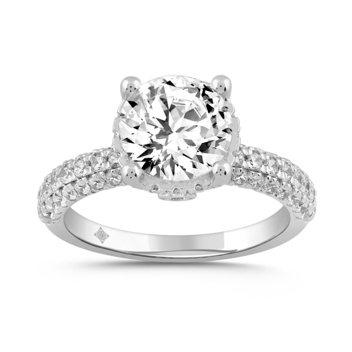 LADIES RING 2 3/4CT ROUND DIAMOND 14K WHITE GOLD (...