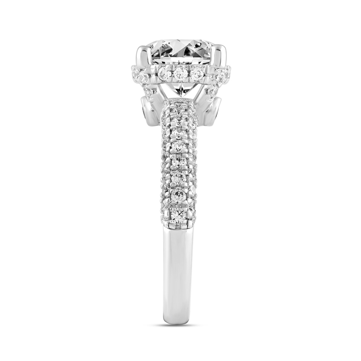 LADIES RING 2 3/4CT ROUND DIAMOND 14K WHITE GOLD (CENTER STONE ROUND DIAMOND 2CT )