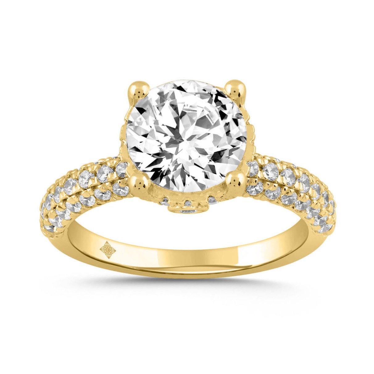 LADIES RING 2 3/4CT ROUND DIAMOND 14K YELLOW GOLD (CENTER STONE ROUND DIAMOND 2CT )