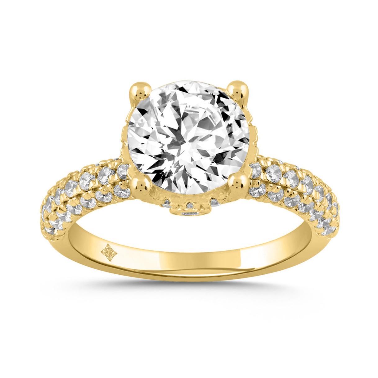 LADIES RING 2 3/4CT ROUND DIAMOND 14K YELLOW GOLD ...