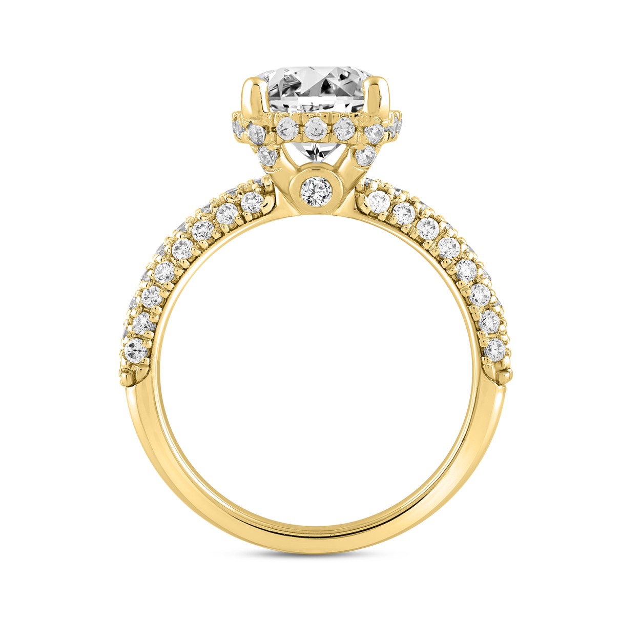 LADIES RING 2 3/4CT ROUND DIAMOND 14K YELLOW GOLD (CENTER STONE ROUND DIAMOND 2CT )