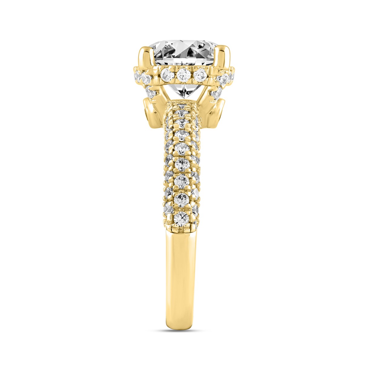 LADIES RING 2 3/4CT ROUND DIAMOND 14K YELLOW GOLD (CENTER STONE ROUND DIAMOND 2CT )