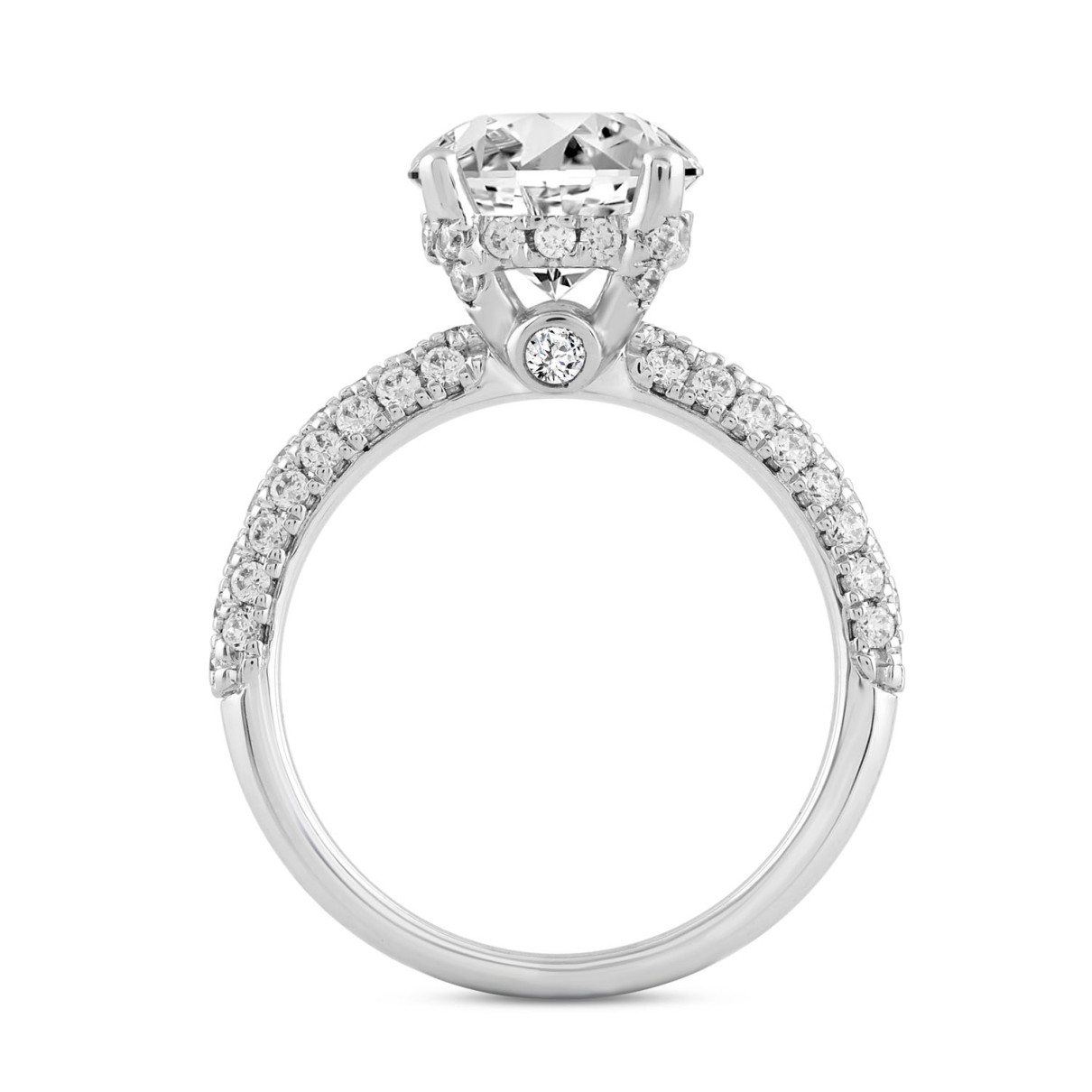 LADIES RING 3 3/4CT ROUND DIAMOND 14K WHITE GOLD (CENTER STONE ROUND DIAMOND 3CT )