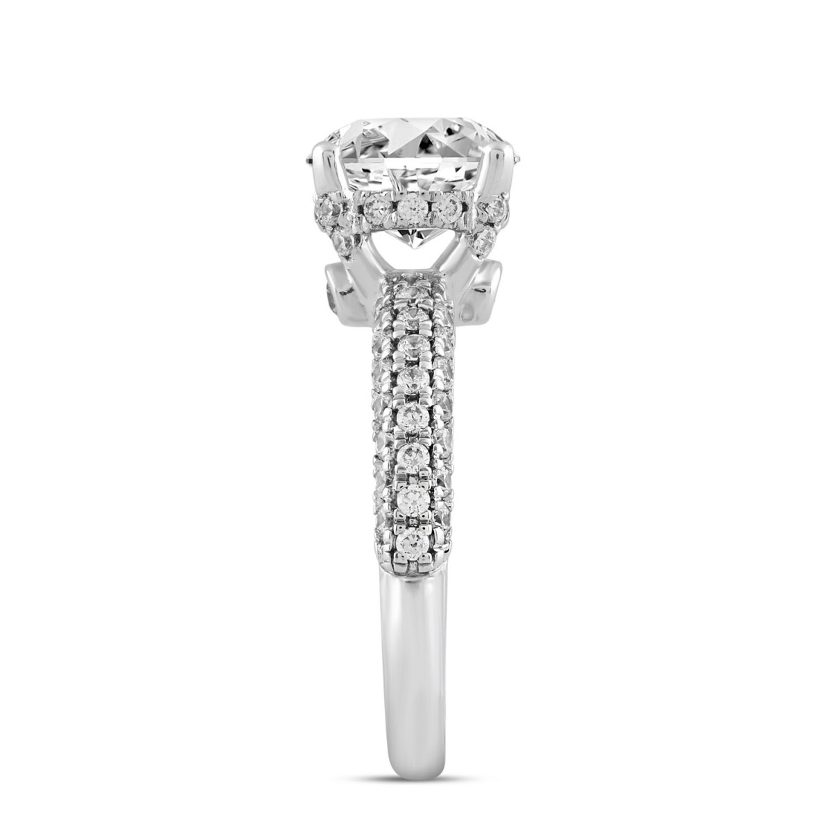 LADIES RING 3 3/4CT ROUND DIAMOND 14K WHITE GOLD (CENTER STONE ROUND DIAMOND 3CT )