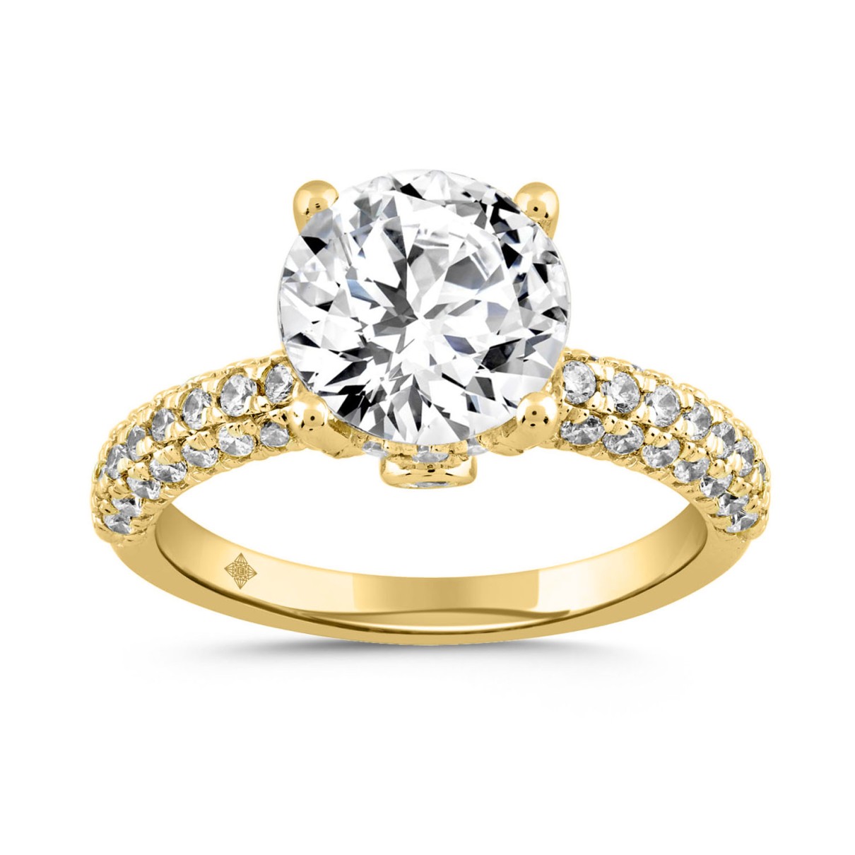 LADIES RING 3 3/4CT ROUND DIAMOND 14K YELLOW GOLD ...