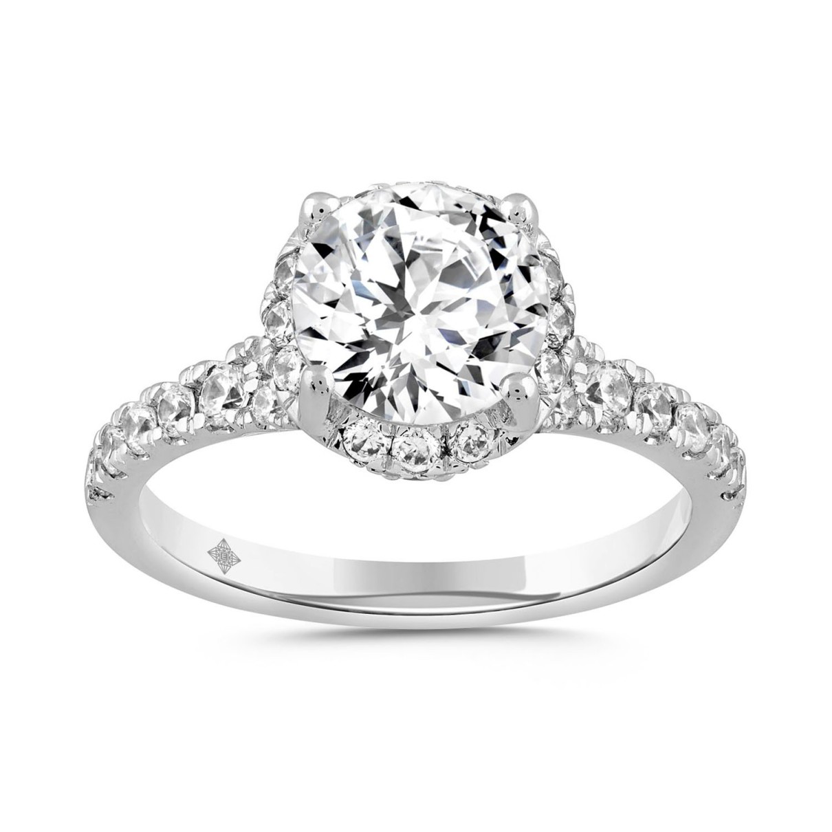 LADIES RING 2 3/4CT ROUND DIAMOND 14K WHITE GOLD (...