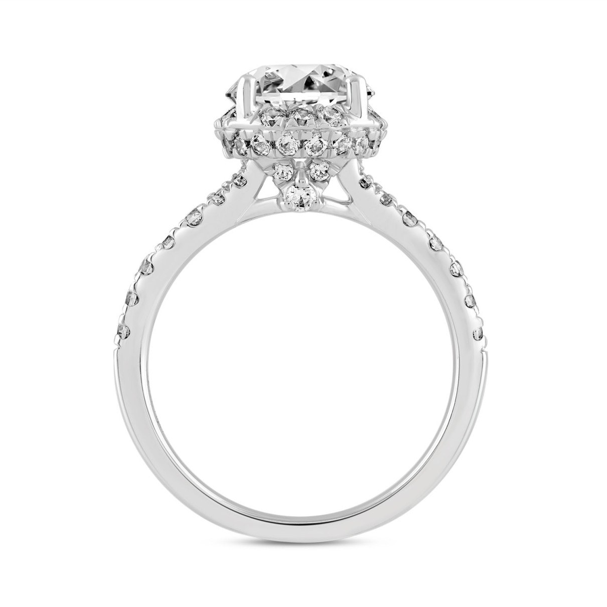 LADIES RING 2 3/4CT ROUND DIAMOND 14K WHITE GOLD (CENTER STONE ROUND DIAMOND 2CT )