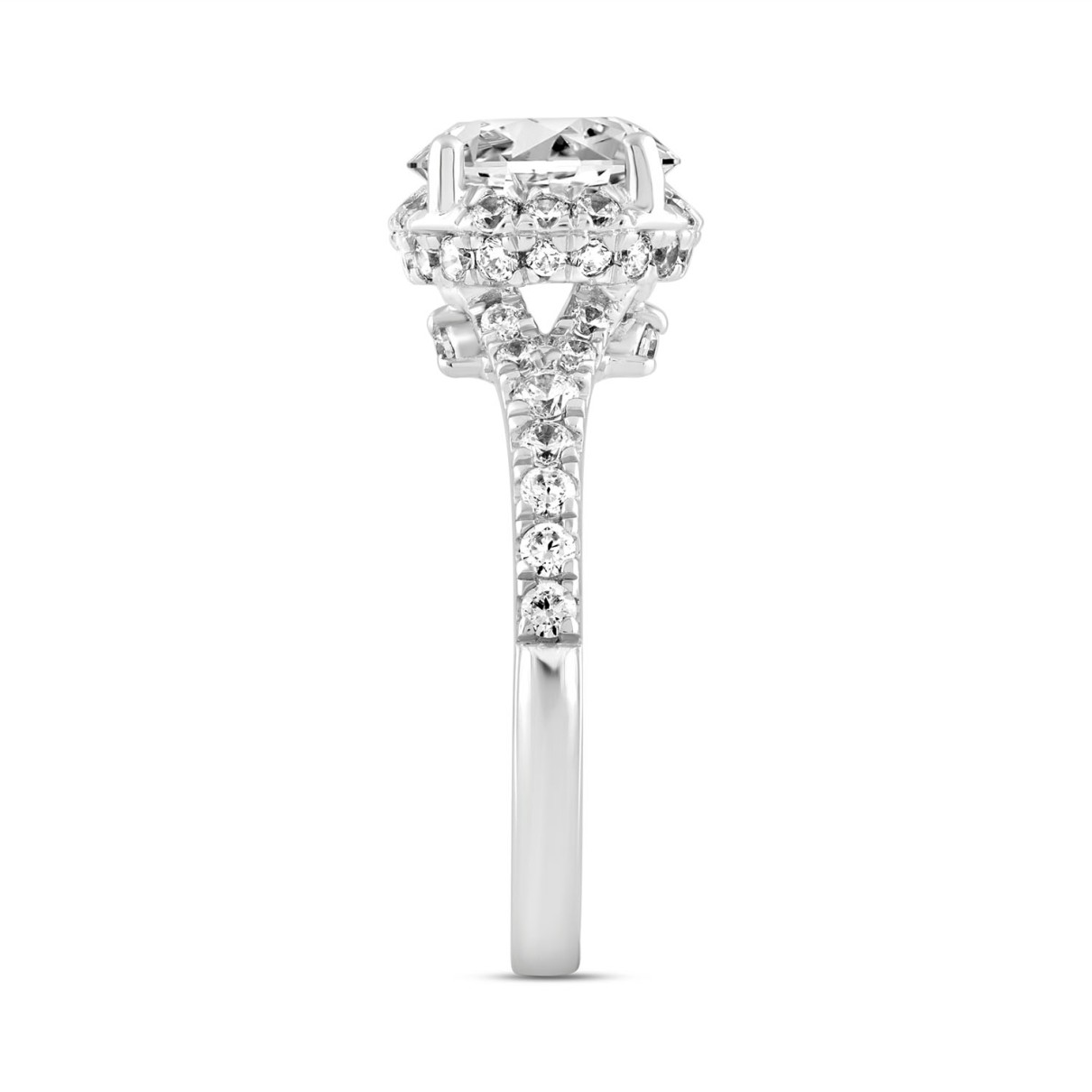 LADIES RING 2 3/4CT ROUND DIAMOND 14K WHITE GOLD (CENTER STONE ROUND DIAMOND 2CT )